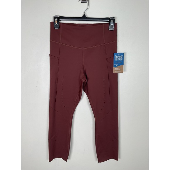 Brooks Method 3/4 Tights Women's Medium Run Raisin Running Leggings with Pockets - Picture 1 of 11